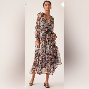 Anthropologie The Marais Printed Chiffon Maxi Dress Size XXS Sheer No Slip Boho